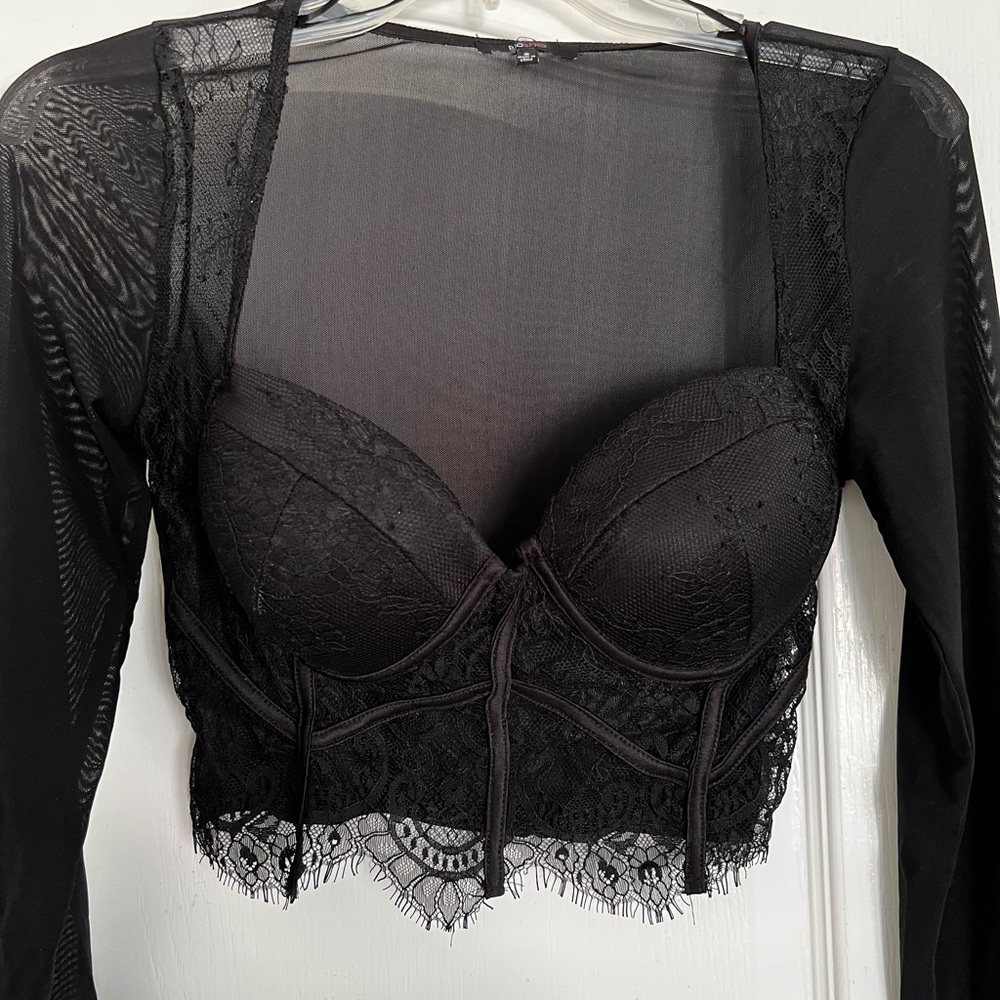 corset crop top mesh
